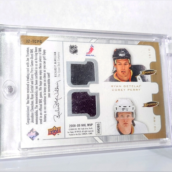 2 on 2 Jerseys MVP Jersey Cards Getzlaf, Perry, Thornton, Cheechoo - Picture 2 of 2